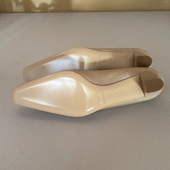 Bruno Magli Pumps Shoes Leather Heels Texture Beige Designer Women’s Sz 6 B - Picture 6 of 8